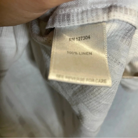 John Mark 100% Linen Roll Tab Henley Button Down Bucket Pocket Tunic Top - Picture 5 of 7